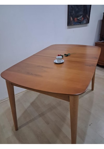 Masa Oval 90642 Retro Ayak Model Kayın Retro Açılır Parlak Açık Ceviz Tabla El Yapım Kahverengi Masa Oval 90642 Retro Ayak Model Kayın Retro Açılır Parlak Açık Ceviz Tabla El Yapım Kahverengi