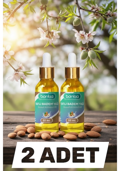 Tatlı Badem Yağı 2x20 Ml %100 Saf Soğuk Sıkım Nemlendirici Saç Ve Cilt Bakımı Vitamin 40 ML