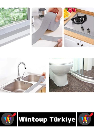 Bantseti Mutfak Lavabo Pencere Sızdırmaz Kenar Yalıtım Bandı Çok Şık Beyaz-gri 3.2 Metre Dörtlü Set