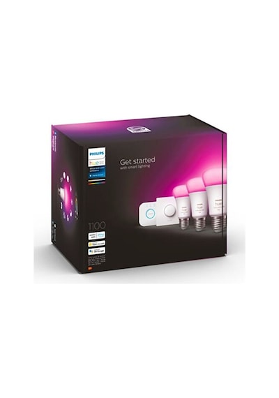 Philips Hue Renkli 3'lü Akıllı Butonlu E27 Bluetooth Özellikli Akıllı Başlangıç Seti Çok Renkli