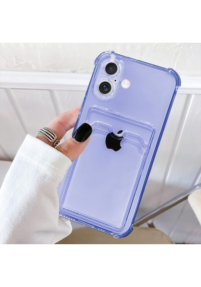 İphone 17 Uyumlu Kamera Korumalı Kartlıklı Köşeleri Airbag Tasarımlı Darbe Önleyici Mor