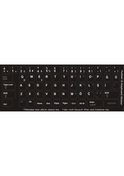 Notebook Klavye Türkçe Q Siyah Sticker, Klavye Etiketi