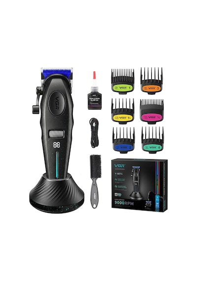 Şarjlı Tıraş Makinesi V-887c - 9000 Rpm 240 Dakika Dlc Seramik Bıçak - Siyah
