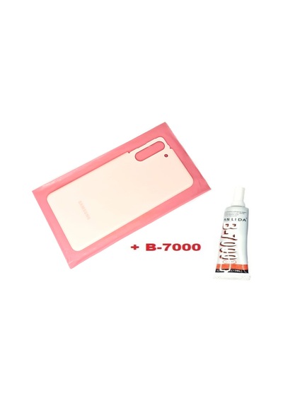 Tkgz Samsung Galaxy Uyumlu S21 Arka Pil Batarya Kapağı Cam+b-7000 Pembe