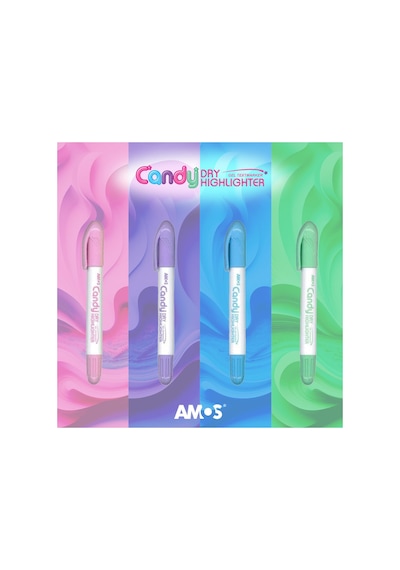 Amos Kalem Pastel Jel Dry 4 Renkli Set, Çok Renkli 124-Pembe