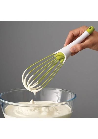 Silikon Saplı 2 Fonksiyonlu Çırpıcı - Düz Ve Balon Çırpıcı - Düz Yumurta Çevirme Balon Çırpma Siliko Diğer