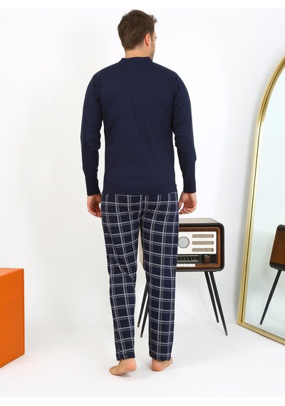 Akbeniz Erkek Uzun Kol Penye Lacivert Pijama Takımı 6861 Lacivert