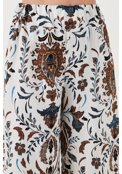 Lela Desenli Beli Lastikli Bol Paça Rahat Kesim Bayan Pantolon 5865217 Beyaz-Kahve Lela Desenli Beli Lastikli Bol Paça Rahat Kesim Bayan Pantolon 5865217 Beyaz-Kahve