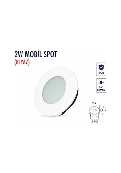 Lampist 2w Mobil Beyaz Spot Lamba 3000k