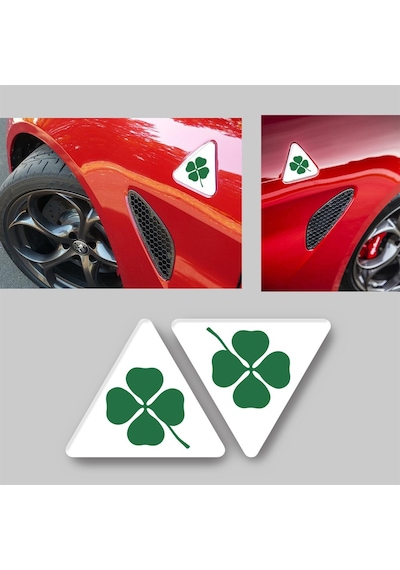 Alfa Romeo Yonca Amblem Beyaz 3D Sticker 2 Adet