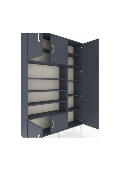 Arges Dolap 11 Raflı 5 Kapaklı 132x30x195 Antrasit-antrasit/antrasit Antrasıt/antrasıt