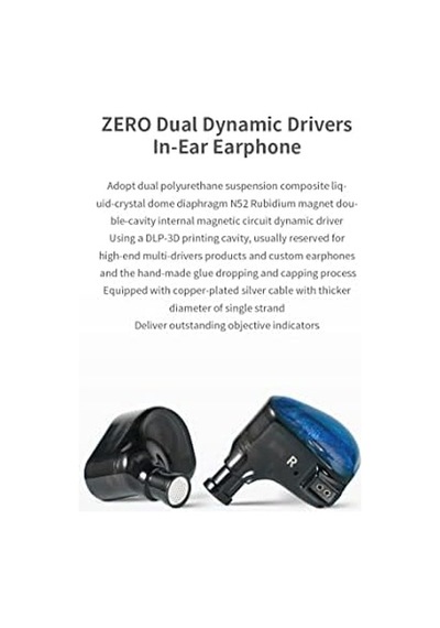 Zero Mavi Dual Dynamic Drivers In-ear Headphone Sahne, Stüdyo Veya Odyofil İçin Çift Sürücülü Kulak İçi/ın-ear Kablolu Monitör Kulaklık