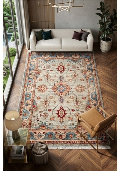 Dekoratif Halı Kaymaz Taban Leke Tutmaz Yıkanabilir Kilim Özel Ölçü Salon Halısı 3031