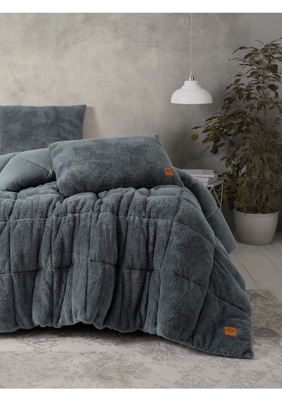Cotton Box Çift Kişilik Peluş Yorgan Seti Gri 195x215 Cm