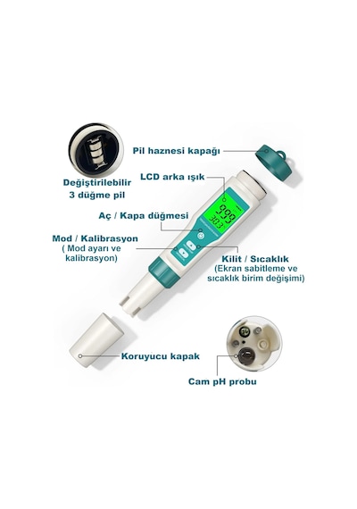 Ortimax C-600 8in1 Su Kalite Test Cihazı 8 Fonksiyonlu