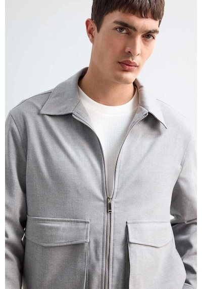 Defacto Relax Fit Polo Yaka Fermuarlı Mont F0417ax25augr377 Gri