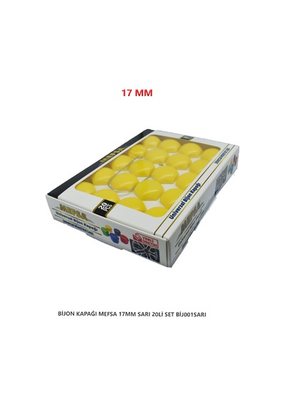 Bijon Kapağı Düz 17 Mm Sarı 20 Li Set