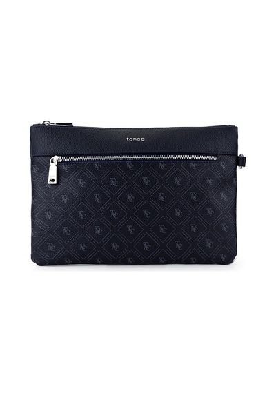 Tamer Tanca Kadın Suni Deri Lacivert Desen Clutch Çanta 743 2337 Bn Cnt Sk25-26 Lacı Gfrj Laci