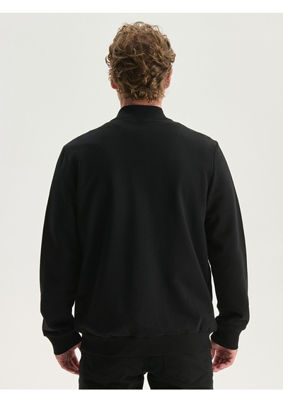 Lcwaıkıkı Basic Siyah Kolej Yaka Uzun Kollu Erkek Fermuarlı Sweatshirt
