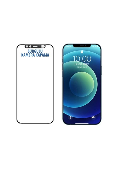 Apple Uyumlu   iPhone 12 Pro Max Secret Temperli Cam Full Ekran Koruyucu Siyah