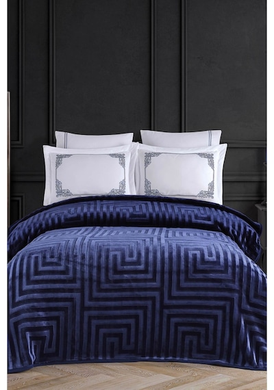 Ecosse Blank Set Agossa Versace Battaniye Seti Mavi -