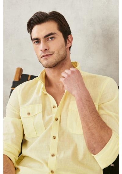 AC&Co / Altınyıldız Classics Erkek Sarı Slim Fit Dar Kesim Düğmeli Yaka %100 Pamuk Flamlı Gömlek 4A2022200034SARXL Sarı AC&Co / Altınyıldız Classics Erkek Sarı Slim Fit Dar Kesim Düğmeli Yaka %100 Pamuk Flamlı Gömlek 4A2022200034SARXL Sarı