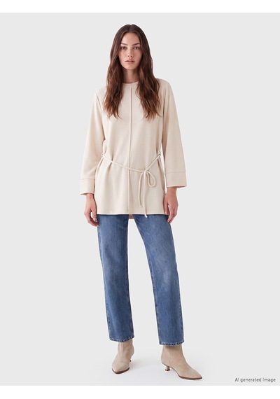 Lcw Modest Bej Soft Touch Kadın Sweatshirt Tunik