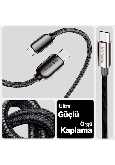 Lexroo Super-c Serisi 66 Watt Gücünde Pd Type-c Hızlı Şarj Ve Data Kablosu 100 Cm Uzunluk Kopmaz Standart