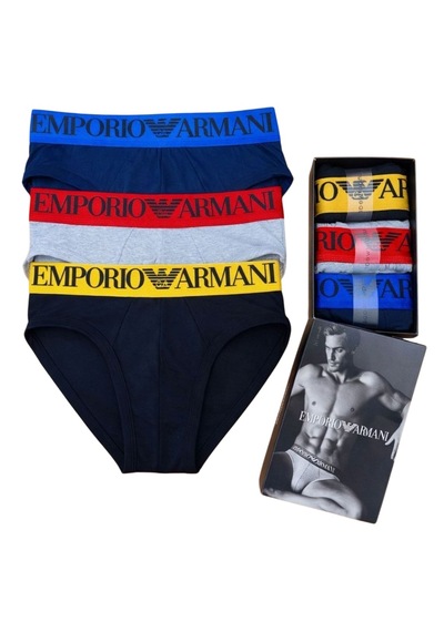 Emporio Armani Erkek 3"lü Slip Boxer Set Siyah-Gri-Lacivert