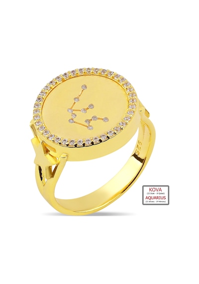 Kuyumcudukkanı Zirkontaşlı"kova Burcu"yüzük-10433-g-aqua 19 Gold