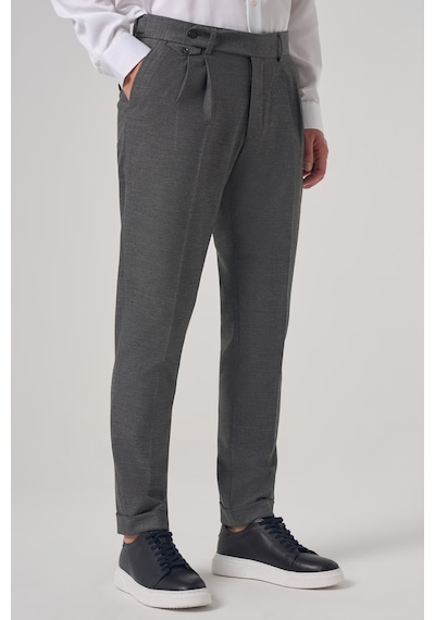 Morven Erkek Füme Poliviskon Trend Desenli Slim Fit Çift Pile Pantolon 26ms003010050 Füme