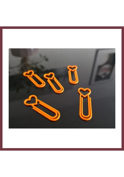 Storeşahin 3d Baskı Kalp Figürlü Ataç - 10lu Set - Turuncu Shn0720