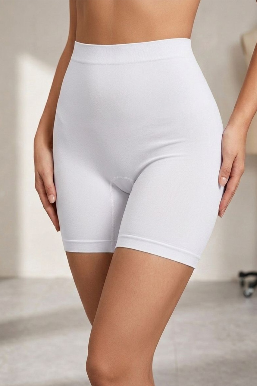 Fit Women Yüksek Bel Dikişsiz Kadın Orta Boy Boxer 2002-beyaz