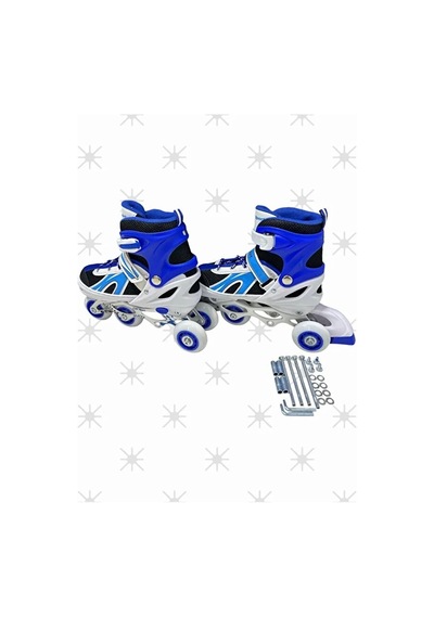 Paten Ayarlanabilir 2+1 Işıklı Metal Gövde Alıştırma Pateni Çanta Hediyeli Işıklı Paten Kırmızı