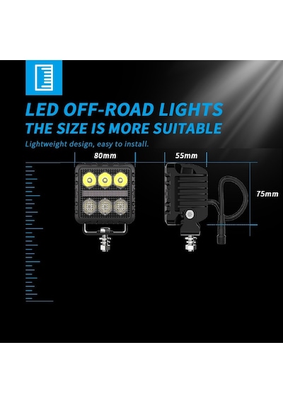 Off Road Tampon Ve Kaput Üstü Led 3 İnç Gündüz Led Sis Farı Çalışma Lambası Kablo Set Takım Lamba