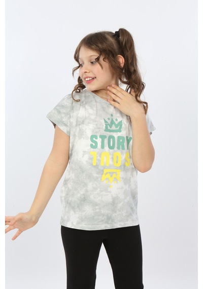 Toontoy Kids Toontoy Kız Çocuk Story Soul Baskılı Tişört Yeşil