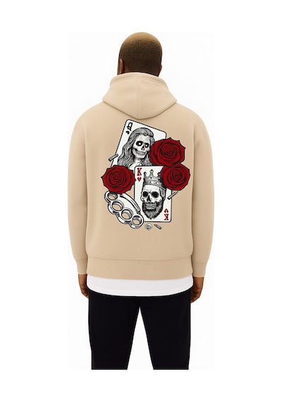 Benroma 3 İplik Penye Baskılı Over Size Unisex Sweat Bej