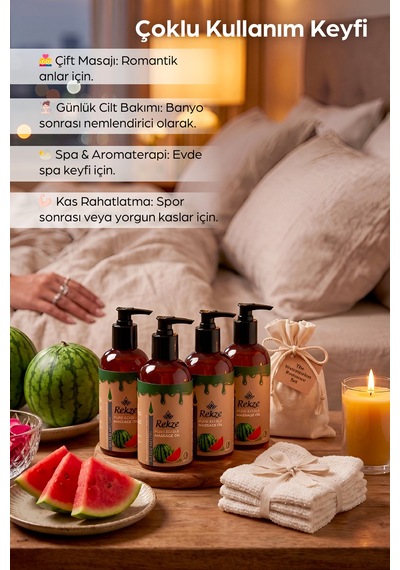 4 Lü Karpuz Aromalı Masaj Yağı 120 Ml X 4 Doğal Ve Aromaterapi Etkili Vücut Bakım Yağı - 306312762