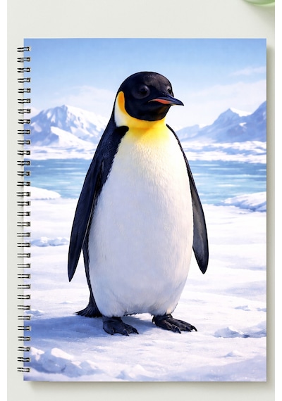 Penguen A5 Metal Spiralli Çizgisiz Kalın Bristol Kapak Penguen Defter Çok Renkli