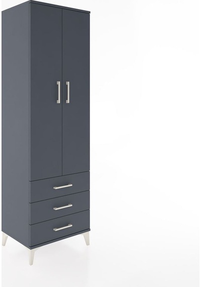 Hyperion Dolap 4 Raflı 3 Çekmeceli 2 Kapaklı 60x44x195 Antras... Antrasit