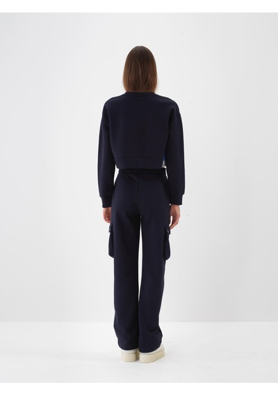 Xint Lacivert Pamuk Dokulu Oversize Kargo Pantolon 470425