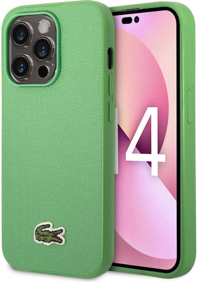 Apple Uyumlu iPhone 14 Pro Kılıf Lacoste Lisanslı Pu Pike Desenli İkonik Timsah Dokuma Logolu Siyah