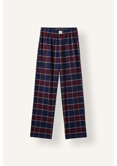 Defacto %100 Pamuk Regular Fit Uzun Boy Flanel Kareli Pijama Altı E7617ax26aunv241 Lacivert-nv241