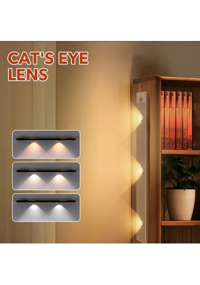 Sensörlü Kablosuz Şarjlı Led Kabin Dolap İçi Dekoratif Gece Lambası 3 Renk Işıklı 30cm Beyaz Kasa Çok Renkli
