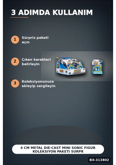 4 Cm Metal Die-cast Mini Sonic Figur Koleksiyon Paketi Surpriz Nano Oyun Bx-313802
