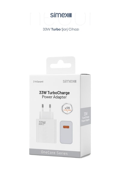 Simex Xiaomi, Redmi, Poco, Uyumlu 33 Watt Hızlı Turbo Şarj Başlığı Ce Belgeli Sps-19