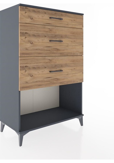 Hyperion Dolap 3 Çekmeceli 88x44x134 Antrasit-çam Antrasit