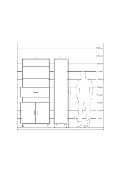 Arges Dolap 5 Raflı Tek Çekmeceli 2 Kapaklı 88x30x221 Çam-ant... Çam