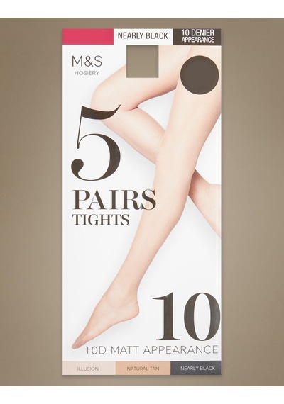 Marks & Spencer 5'li 10 Denye Mat Külotlu Çorap Seti T60002028 Siyah