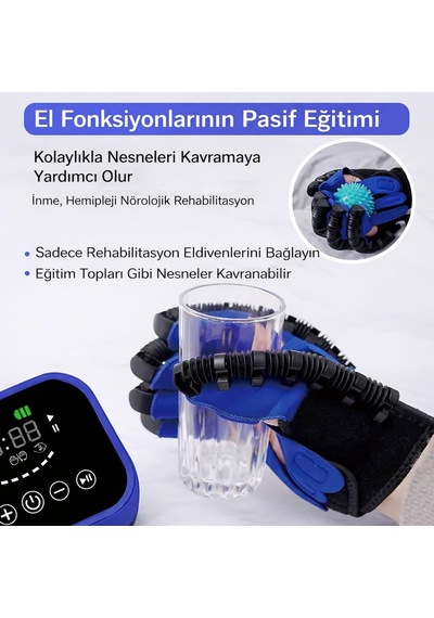 Rehabilitasyon Robot Eldiveni El Ve Parmak Egzersiz Cihazı Fizik Ted Avi Destekli Çift El Xxl